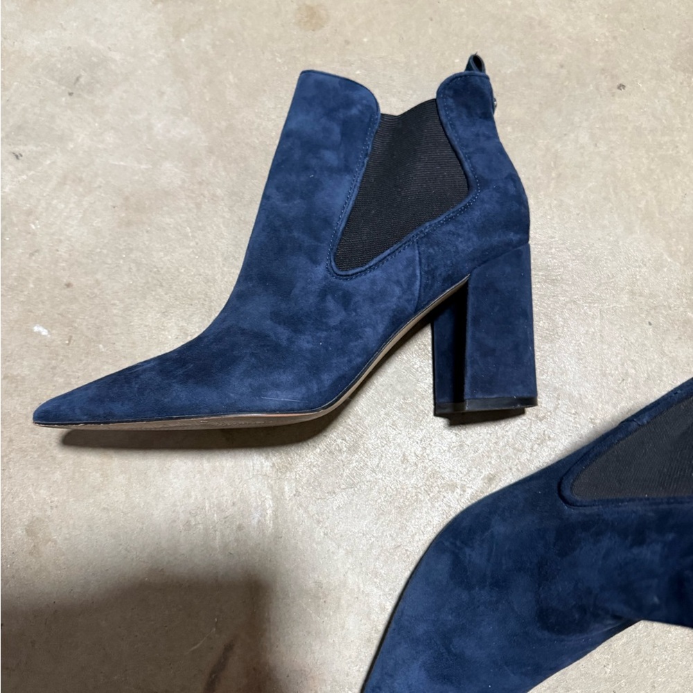 Marc Fisher Blue Ankle Boots with Block Heel